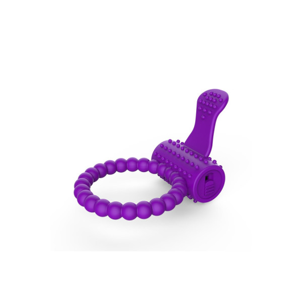 Anneau violet vibrant silicone avec langue picot 